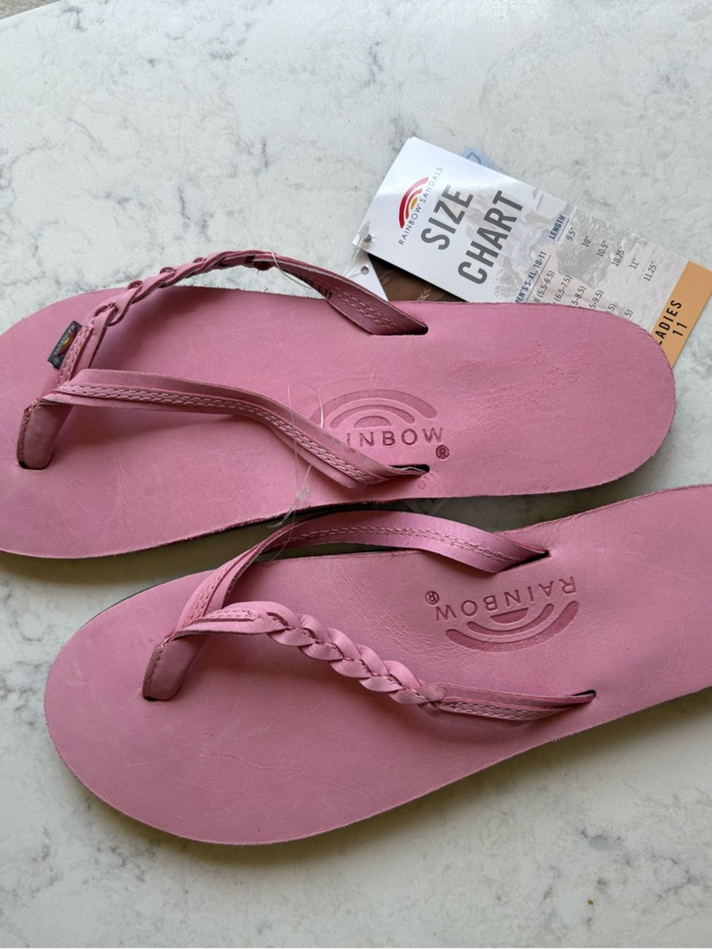 Rainbow Women's Pink Braided Flip Flops 11